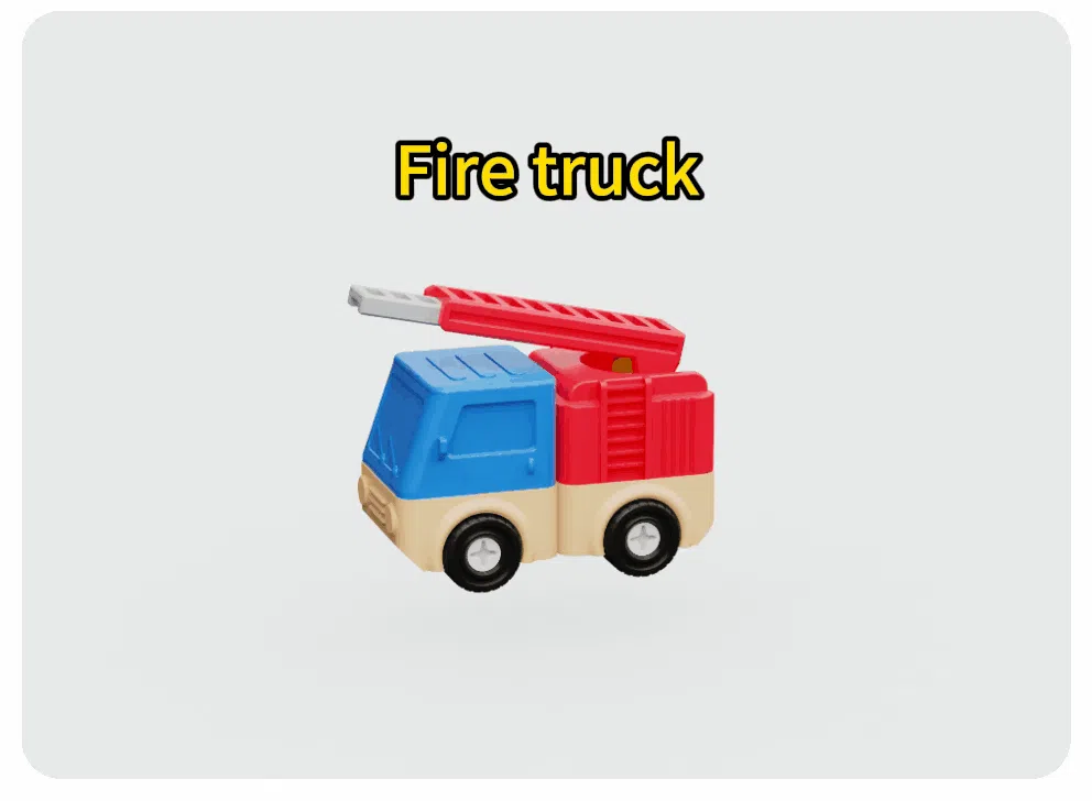 Fire Truck — blue cab, red ladder body