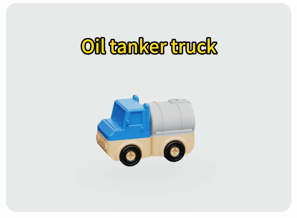 Oil Tanker Truck — blue cab, gray tanker