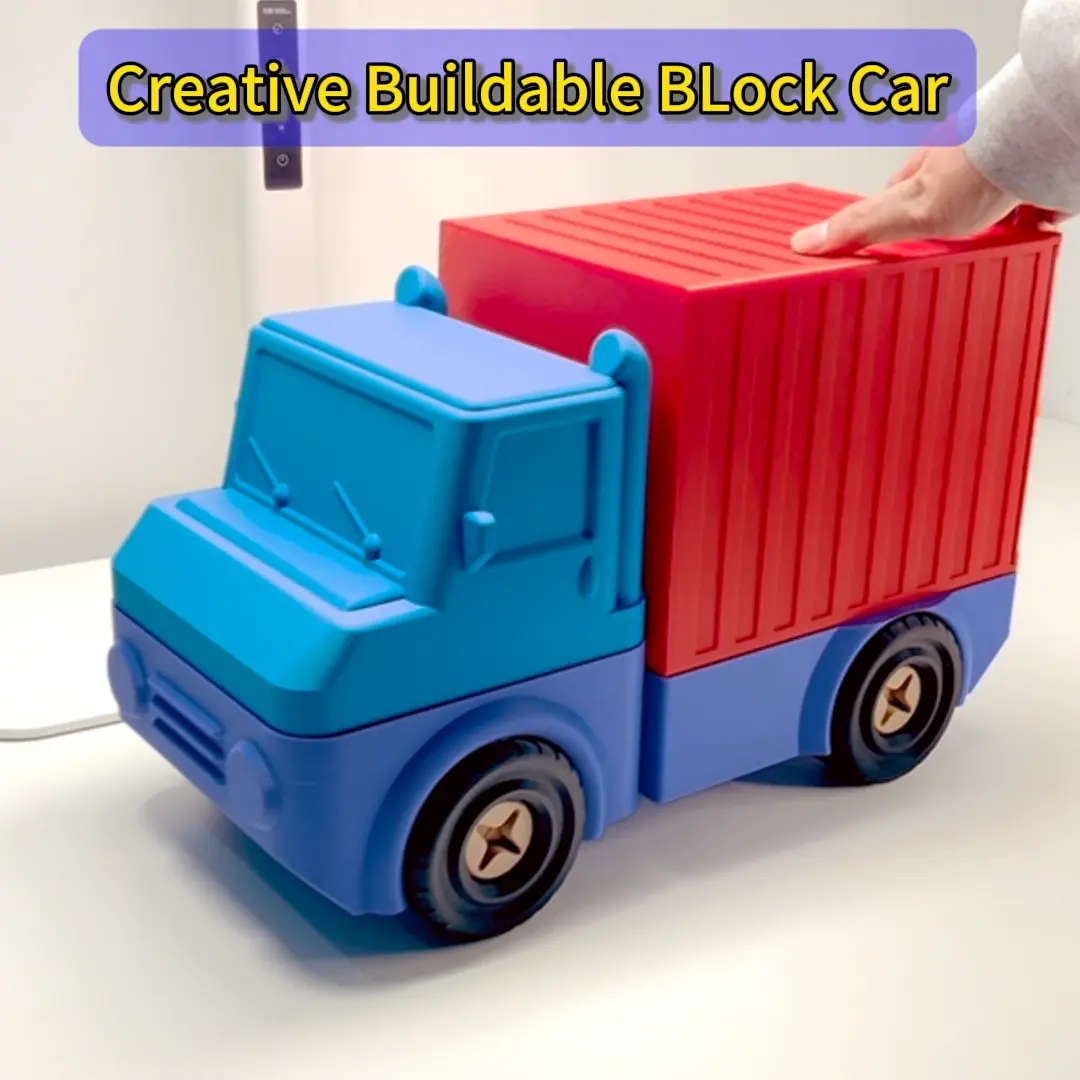 Large Storage Truck — holds up to 12 Buildable Block Cars, with rear doors that open so cars can roll out